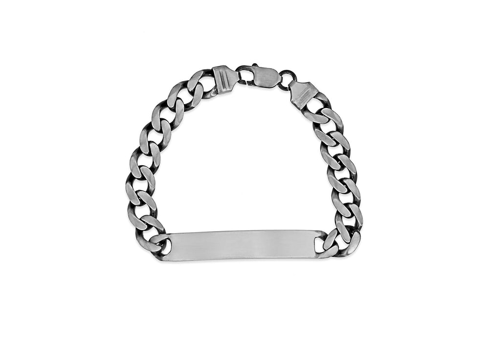 Sterling Silver Oxidised  ID Curb Bracelet 21.5m/8.5"9