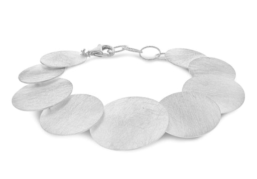 Sterling Silver Brushed Disc Adjustable Bracelet 19m/7.5"-21.5m/8.5"9