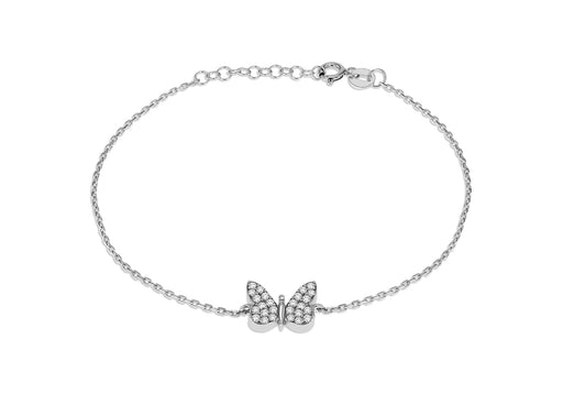 Sterling Silver Rhodium Plated Zirconia Butterfly Bracelet 