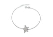 Sterling Silver Rhodium Plated Zirconia  Star Bracelet 19m/7.5"9