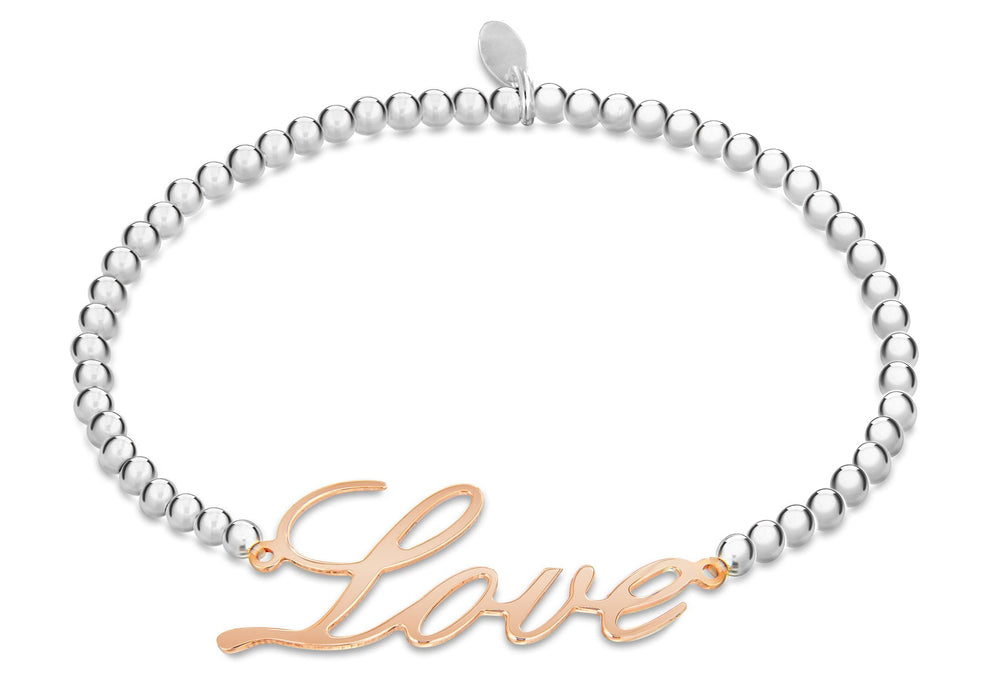 Sterling Silver 2-Tone 'Love' Bracelet 18m/7"9