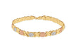 Sterling Silver 3-Colour Gold Plated Crystal Hugs and Kisses Bracelet 19m/7.5"9