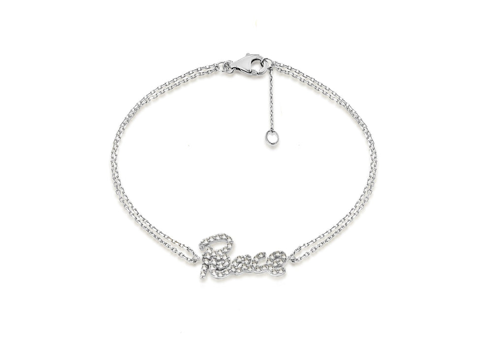 Sterling Silver Zirconia 'Peace' Bracelet 