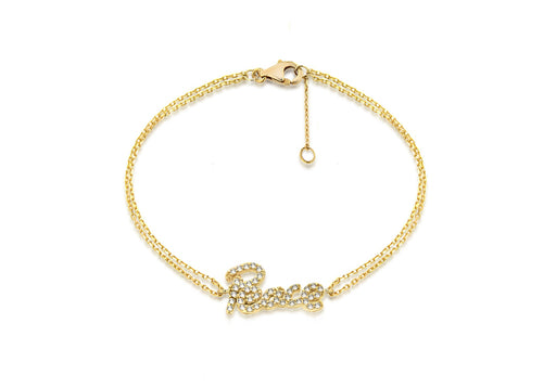 Sterling Silver Gold Plated Zirconia 'Peace' Bracelet 