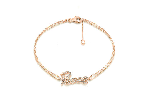 Sterling Silver Rose Gold Plated Zirconia 'Peace' Bracelet 