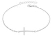 Sterling Silver Rhodium Plated Zirconia  Cross Bracelet 19m/7.5"9