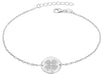 Sterling Silver Rhodium Plated Zirconia  Clover Disc Bracelet 19m/7.5"9