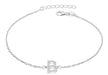 Sterling Silver Rhodium Plated Zirconia  'B' Initial Bracelet 19m/7.5"9