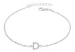 Sterling Silver Rhodium Plated Zirconia  'D' Initial Bracelet 19m/7.5"9