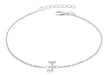 Sterling Silver Rhodium Plated Zirconia  'J' Initial Bracelet 19m/7.5"9