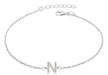 Sterling Silver Rhodium Plated Zirconia  'N' Initial Bracelet 19m/7.5"9