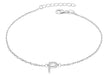 Sterling Silver Rhodium Plated Zirconia  'P' Initial Bracelet 19m/7.5"9