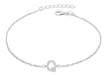 Sterling Silver Rhodium Plated Zirconia  'Q' Initial Bracelet 19m/7.5"9