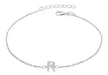 Sterling Silver Rhodium Plated Zirconia  'R' Initial Bracelet 19m/7.5"9