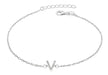 Sterling Silver Rhodium Plated Zirconia  'V' Initial Bracelet 19m/7.5"9