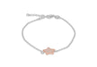 Sterling Silver Rhodium and Rose Gold Plated Zirconia  10.8mm x 10.4mm Star Bracelet 17m/6.5"-19m/7.5"9