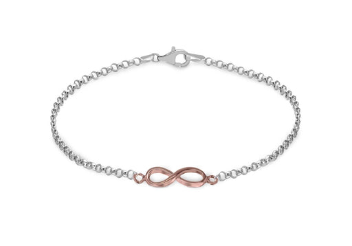 Sterling Silver Rose Gold Plated Diamond Cut Infinity Belcher  Bracelet 19m/7.5"9