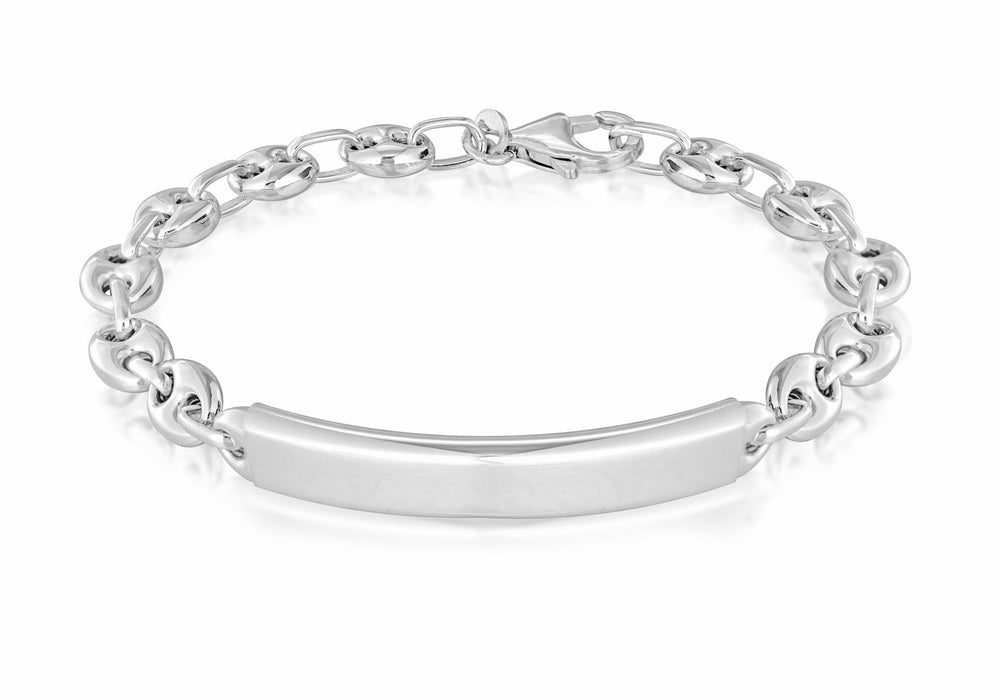 Sterling Silver Rhodium Plated ID Bracelet