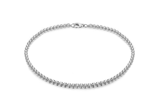 Sterling Silver Rhodium Plated 2mm Round Zirconia  Tennis Bracelet 19m/7.5"9