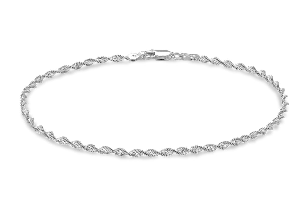 Sterling Silver 2.4mm Twisted Herringbone Bracelet 19m/7.5"9