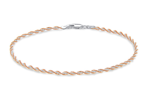 Sterling Silver 2-Tone Twist Chain Bracelet 19m/7.5"9