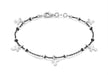 Sterling Silver Cross and Balls Black Chain Bracelet 19m/7.5"9