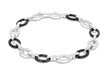 Sterling Silver Rhodium Plated Zirconia  and Black Ceramic Link Bracelet 18m/7"9