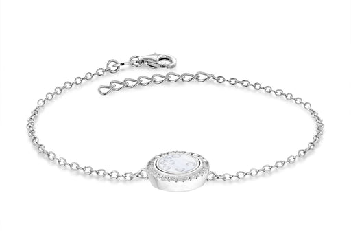 Sterling Silver Rhodium Plated Floating Zirconia  Stones Round Bracelet 19m/7.5"9