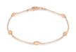 Sterling Silver Rose Gold Plated Diamond Cut Ball and Trace Chain Bracelet 19m/7.5"9