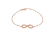 Sterling Silver Rose Gold Plated Zirconia  Infinity Adjustable Bracelet 16.5m/6.5"-19m/7.5"9