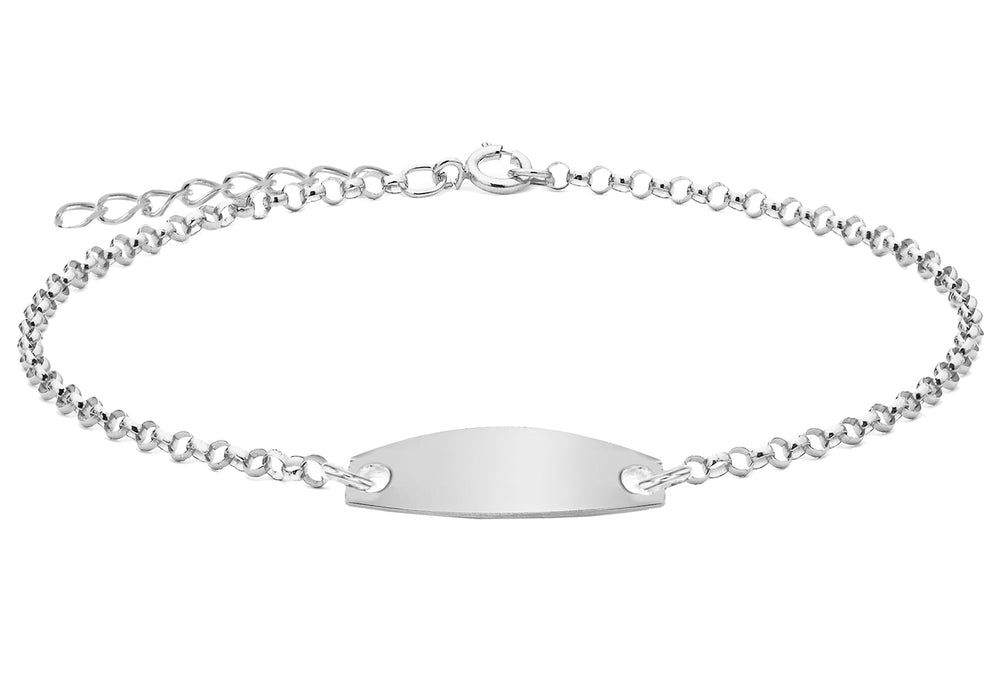 Sterling Silver Oval ID 2.2mm Belcher  Bracelet 13m/5" - 16.5m/6.5"9