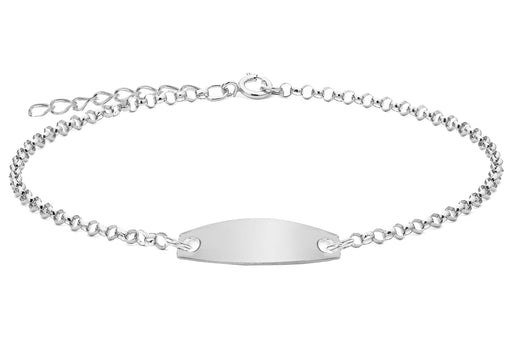 Sterling Silver Oval ID 2.2mm Belcher  Bracelet 13m/5" - 16.5m/6.5"9