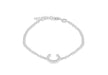 Sterling Silver Rhodium Plated Zirconia  10.4mm x 10.8mm Horseshoe Double Chain Bracelet 17m/6.5"-19m/7.5"9