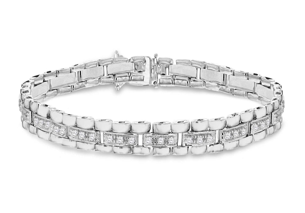 Sterling Silver Zirconia  Stampato Bracelet 20m/8"9