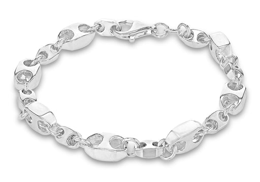 Sterling Silver Alternating Anchor Link Bracelet