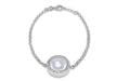 Sterling Silver Rhodium Plated Zirconia  Floating Horseshoe Adjustable Bracelet 17m/6.5" - 18m/7"9