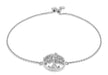 Sterling Silver Zirconia  14.6mm Round 'Tree of Life' Adjustable Bracelet 23m/9"9