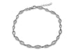 Sterling Silver Rhodium Plated Zirconia  3.8mm Ellipses Adjustable Bracelet 19m/7.5"-21.5m/8.5"9