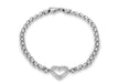 Sterling Silver Rhodium Plated Zirconia  Heart Bismark Bracelet 19m/7.5"9