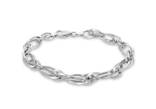 Sterling Silver Rhodium Plated Double Elliptic Links Bracelet