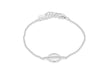 Sterling Silver Rhodium Plated Zirconia  19.2mm x 10.8mm Circle & Bar Adjustable Bracelet 16m/6.25"-18.5m/7.25"9