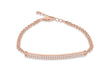 Sterling Silver Rose Gold Plated Zirconia  Bar and Double Chain Adjustable Bracelet 16.5m/6.5"-19m/7.5"9