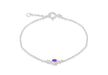 Sterling Silver Purple 3mm Zirconia  February Birthstone Adjustable Bracelet 16m/6.25"-18m/7"9