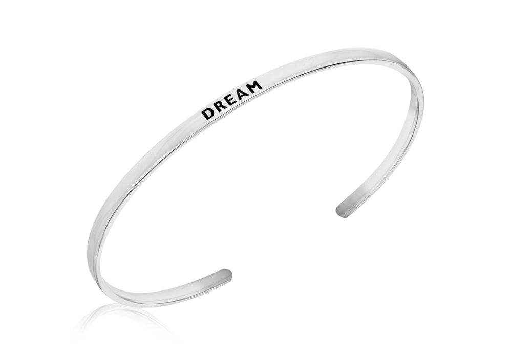 Sterling Silver 'Dream' Message uff Bangle