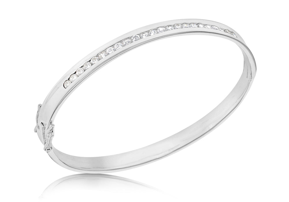 Sterling Silver Zirconia  urve Bangle