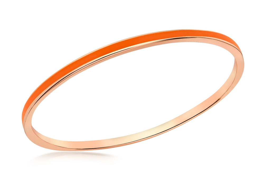 Sterling Silver Rose Gold Plated 3mm Orange Stacking Bangle