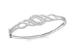 Sterling Silver Rhodium Plated Zirconia  Swirl Crossover Bangle