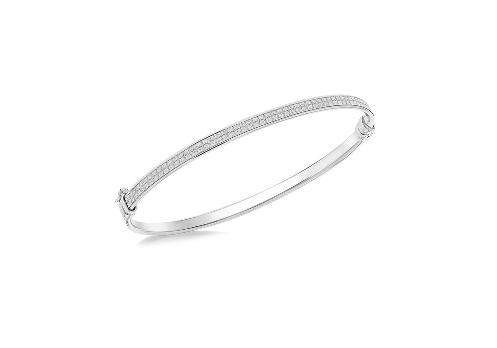 Sterling Silver 4mm Patterned Glitter Bangle