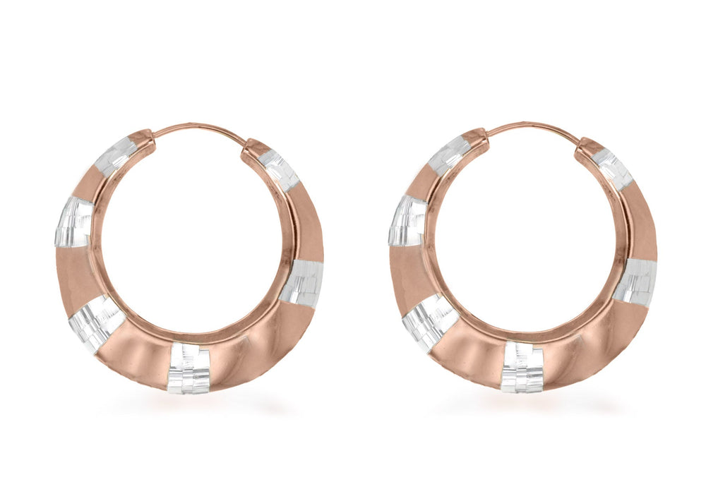 Sterling Silver Rose Gold Plated Deo 29mm Hoop Earrings