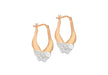 Sterling Silver Rose Gold Plated Deo Double-Heart Creole Earrings